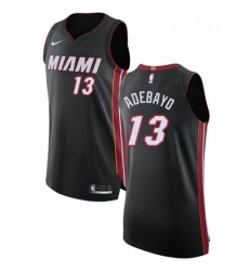 Youth Nike Miami Heat 13 Edrice Adebayo Authentic Black Road NBA Jersey Icon Edition 