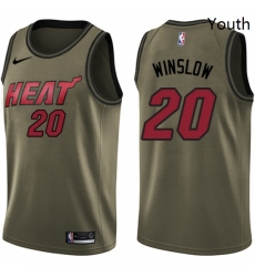 Youth Nike Miami Heat 20 Justise Winslow Swingman Green Salute to Service NBA Jersey