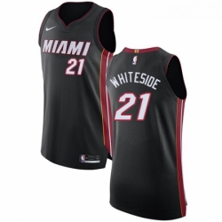 Youth Nike Miami Heat 21 Hassan Whiteside Authentic Black Road NBA Jersey Icon Edition