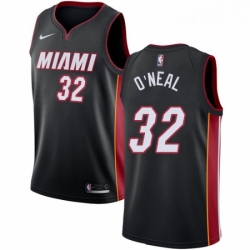 Youth Nike Miami Heat 32 Shaquille ONeal Swingman Black Road NBA Jersey Icon Edition