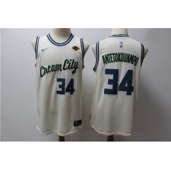 Bucks 34 Giannis Antetokounmpo Cream 2019 20 City Edition Nike Swingman Jersey