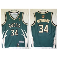 Men Bucks 34 Giannis Antetokounmpo Green Nike 2021 Earned Edition NBA Finals Champions Swingman Jersey