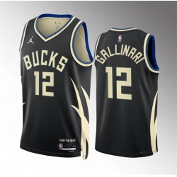 Men Milwaukee Bucks 12 Danilo Gallinari Black Statement Edition Stitched Basketball Jersey