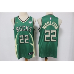 Men Milwaukee Bucks 22 Khris Middleton Green Stitched Jersey