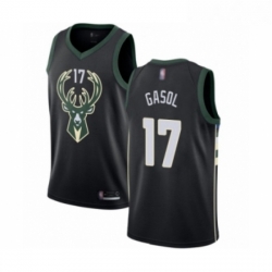 Mens Milwaukee Bucks 17 Pau Gasol Authentic Black Basketball Jersey Statement Edition 