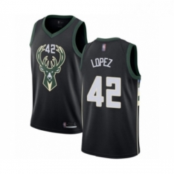 Mens Milwaukee Bucks 42 Robin Lopez Authentic Black Basketball Jersey Statement Edition 