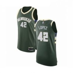 Mens Milwaukee Bucks 42 Robin Lopez Authentic Green Basketball Jersey Icon Edition 