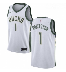 Mens Nike Milwaukee Bucks 1 Oscar Robertson Authentic White Home NBA Jersey Association Edition