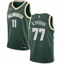 Mens Nike Milwaukee Bucks 77 Ersan Ilyasova Swingman Green NBA Jersey Icon Edition 