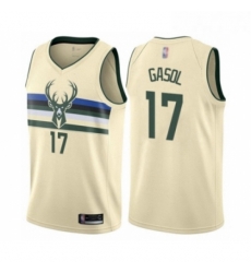 Womens Milwaukee Bucks 17 Pau Gasol Swingman Cream Basketball Jersey City Edition 