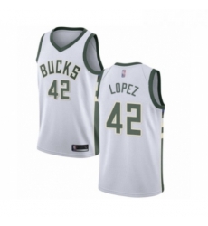 Womens Milwaukee Bucks 42 Robin Lopez Swingman White Basketball Jersey Association Edition 