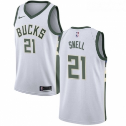 Womens Nike Milwaukee Bucks 21 Tony Snell Swingman White Home NBA Jersey Association Edition 