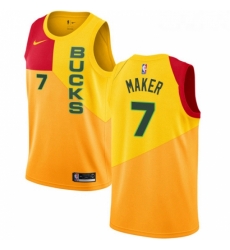 Womens Nike Milwaukee Bucks 7 Thon Maker Swingman Yellow NBA Jersey City Edition 