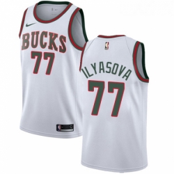 Womens Nike Milwaukee Bucks 77 Ersan Ilyasova Swingman White Fashion Hardwood Classics NBA Jersey 