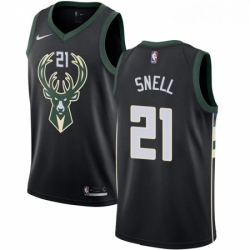 Youth Adidas Milwaukee Bucks 21 Tony Snell Authentic Black Alternate NBA Jersey Statement Edition 