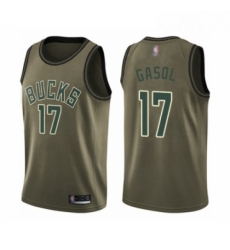 Youth Milwaukee Bucks 17 Pau Gasol Swingman Green Salute to Service Basketball Jersey 