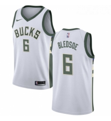 Youth Nike Milwaukee Bucks 6 Eric Bledsoe Authentic White Home NBA Jersey Association Edition 