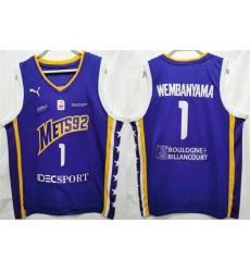 Men Boulogne Levallois Metropolitans 92 1 Victor Wembanyama Purple Stitched Jersey