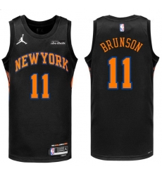 Men New Yok Knicks 11 Jalen Brunson Black Stitched NBA Basketball Jersey