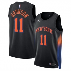 Men New Yok Knicks 11 Jalen Brunson Jalen Brunson Black 2025 Statement Edition Stitched Basketball Jersey