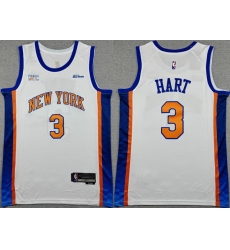Men New Yok Knicks 3 Josh Hart White 2024 25 City Edition Stitched Basketball Jersey Men New Yok Knicks 3 Josh Hart White 2024 25 City Edition Stitched Basketball Jersey