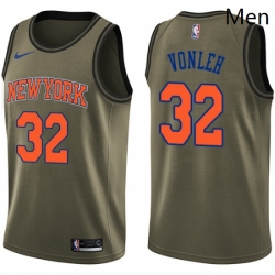 Mens Nike New York Knicks 32 Noah Vonleh Swingman Green Salute to Service NBA Jersey 