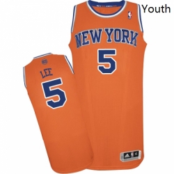 Youth Adidas New York Knicks 5 Courtney Lee Authentic Orange Alternate NBA Jersey