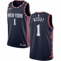 Youth Nike New York Knicks 1 Emmanuel Mudiay Swingman Navy Blue NBA Jersey 2018 19 City Edition 