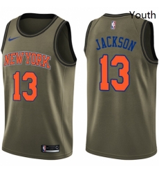 Youth Nike New York Knicks 13 Mark Jackson Swingman Green Salute to Service NBA Jersey