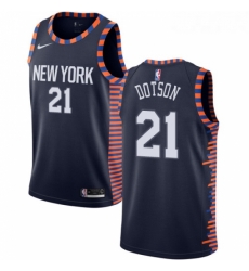 Youth Nike New York Knicks 21 Damyean Dotson Swingman Navy Blue NBA Jersey 2018 19 City Edition 