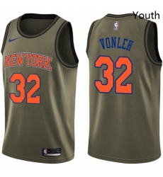 Youth Nike New York Knicks 32 Noah Vonleh Swingman Green Salute to Service NBA Jersey 