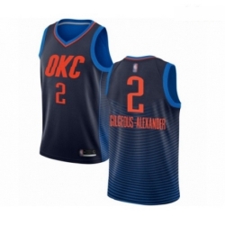 Mens Oklahoma City Thunder 2 Shai Gilgeous Alexander Authentic Navy Blue Basketball Jersey Statement Edition 