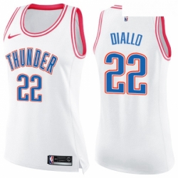 Womens Nike Oklahoma City Thunder 22 Hamidou Diallo Swingman White Pink Fashion NBA Jersey 