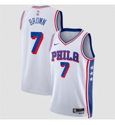 Men Philadelphia 76ers 7 Jaylen Brown White 2026 Association Edition Stitched Jersey Men Philadelphia 76ers 7 Jaylen Brown White 2026 Association Edition Stitched Jersey