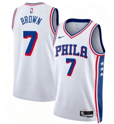 Men Philadelphia 76ers Jaylen Brown #7 White Edition Stitched Stitched Jersey Men Philadelphia 76ers Jaylen Brown #7 White Edition Stitched Stitched Jersey