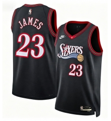 Men Philadelphia 76ers LeBron James #23 Black Edition Stitched Stitched Jersey Men Philadelphia 76ers LeBron James #23 Black Edition Stitched Stitched Jersey