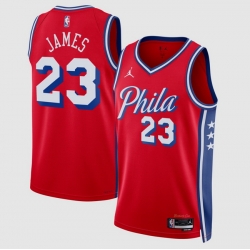 Men Philadelphia 76ers LeBron James Jordan Brand Red Swingman Jersey Statement Edition
