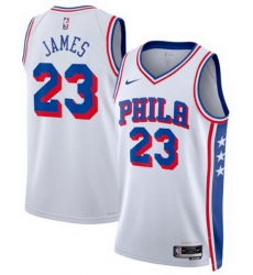 Men Philadelphia 76ers LeBron James White 2026 Association Edition Stitched Jersey Men Philadelphia 76ers LeBron James White 2026 Association Edition Stitched Jersey