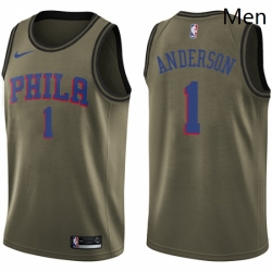 Mens Nike Philadelphia 76ers 1 Justin Anderson Swingman Green Salute to Service NBA Jersey