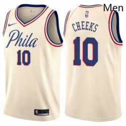 Mens Nike Philadelphia 76ers 10 Maurice Cheeks Authentic Cream NBA Jersey City Edition