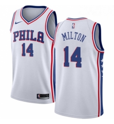 Mens Nike Philadelphia 76ers 14 Shake Milton Swingman White NBA Jersey Association Edition 