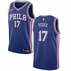 Mens Nike Philadelphia 76ers 17 JJ Redick Swingman Blue Road NBA Jersey Icon Edition 