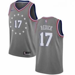 Mens Nike Philadelphia 76ers 17 JJ Redick Swingman Gray NBA Jersey City Edition 