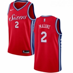 Mens Nike Philadelphia 76ers 2 Moses Malone Swingman Red Alternate NBA Jersey Statement Edition