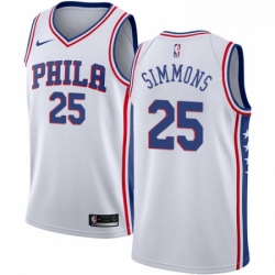 Mens Nike Philadelphia 76ers 25 Ben Simmons Swingman White Home NBA Jersey Association Edition