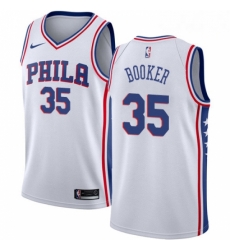 Mens Nike Philadelphia 76ers 35 Trevor Booker Authentic White NBA Jersey Association Edition 