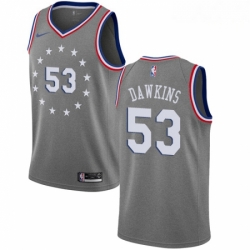 Mens Nike Philadelphia 76ers 53 Darryl Dawkins Swingman Gray NBA Jersey City Edition 