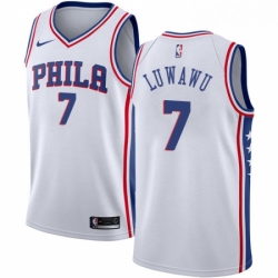 Mens Nike Philadelphia 76ers 7 Timothe Luwawu Swingman White Home NBA Jersey Association Edition