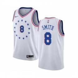 Mens Nike Philadelphia 76ers 8 Zhaire Smith White Swingman Jersey Earned Edition 