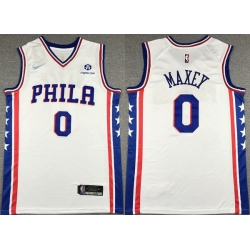 Men's Philadelphia 76ers #0 Tyrese Maxey White 75th Anniversary Association Edition Swingman Stitched Jersey